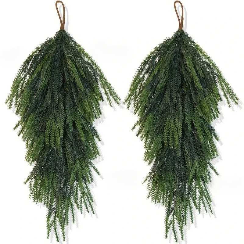 2Pcs artificial pine needles wall hanging Christmas pine needles pine cones atmosphere decoration Christmas decoration C251024