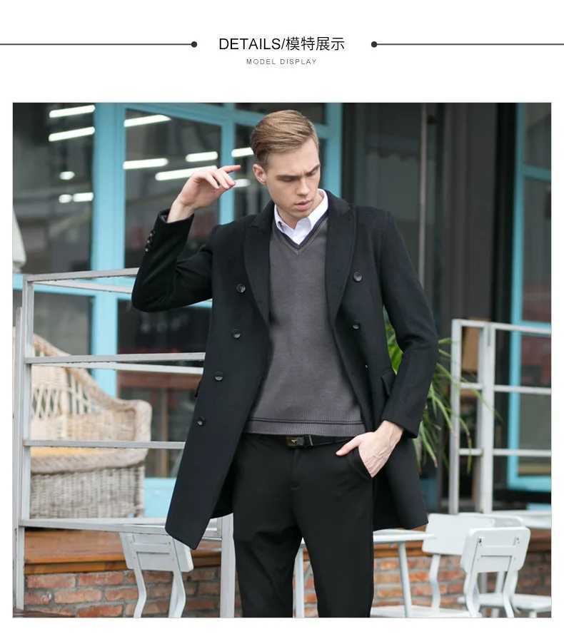Autumn Winter New Fashion Mens Doublebreasted Long Sleeve Solid Color Casual Trendy Elegant Wool Coats Male Clothes JacketsT251025
