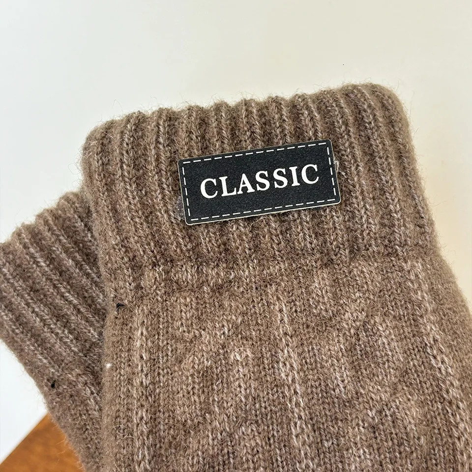 Mens Windproof Thermal Gloves Knitted Business Coldproof Double Layer Thickened Fleece Lined Professional Touchscreen Compatible 251021