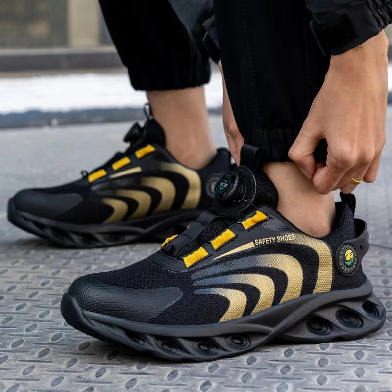 Rotary Buckle Work Sneakers Protective Shoes Lightweight Safety Shoes PunctureProofAntismash Steel Toe Shoes Work Boots Men 251023