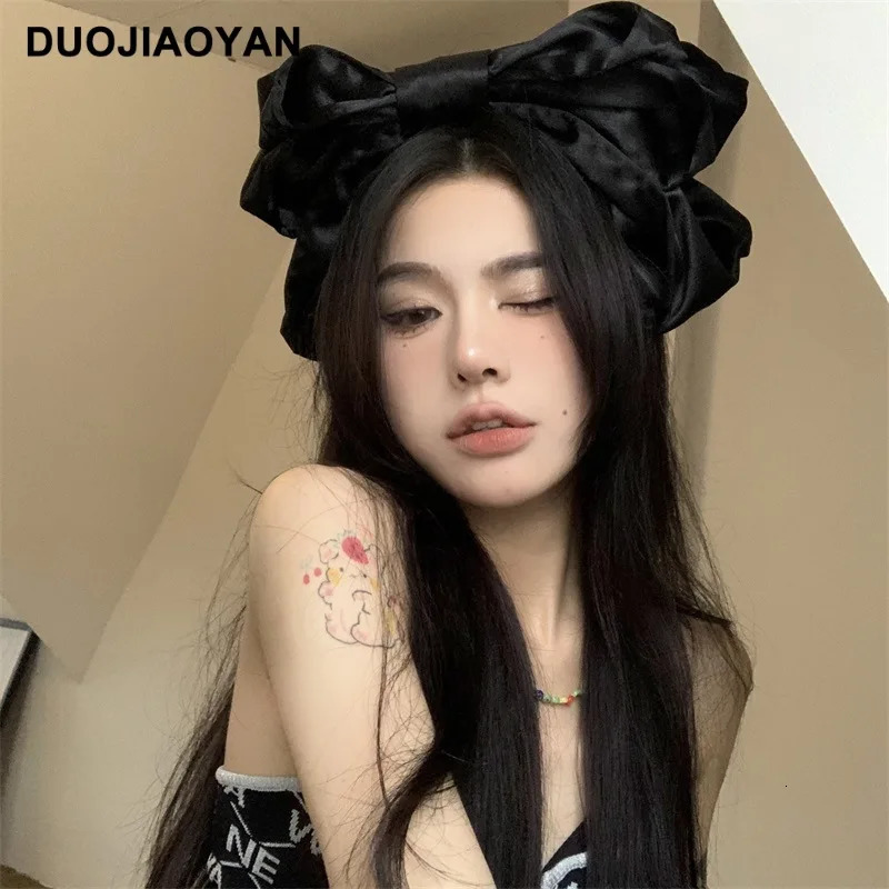 Internet Celebrity Same Style Sweet Japanese Solid Color Big Bow Headband Lolita Satin ThreeDimensional Versatile Twist Hair Ac 251023