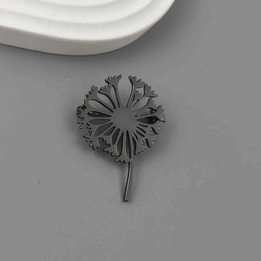 Fashion punk style hollow dandelion stainless steel goldplated 18K brooch black suit accessories wedding matching set J251115
