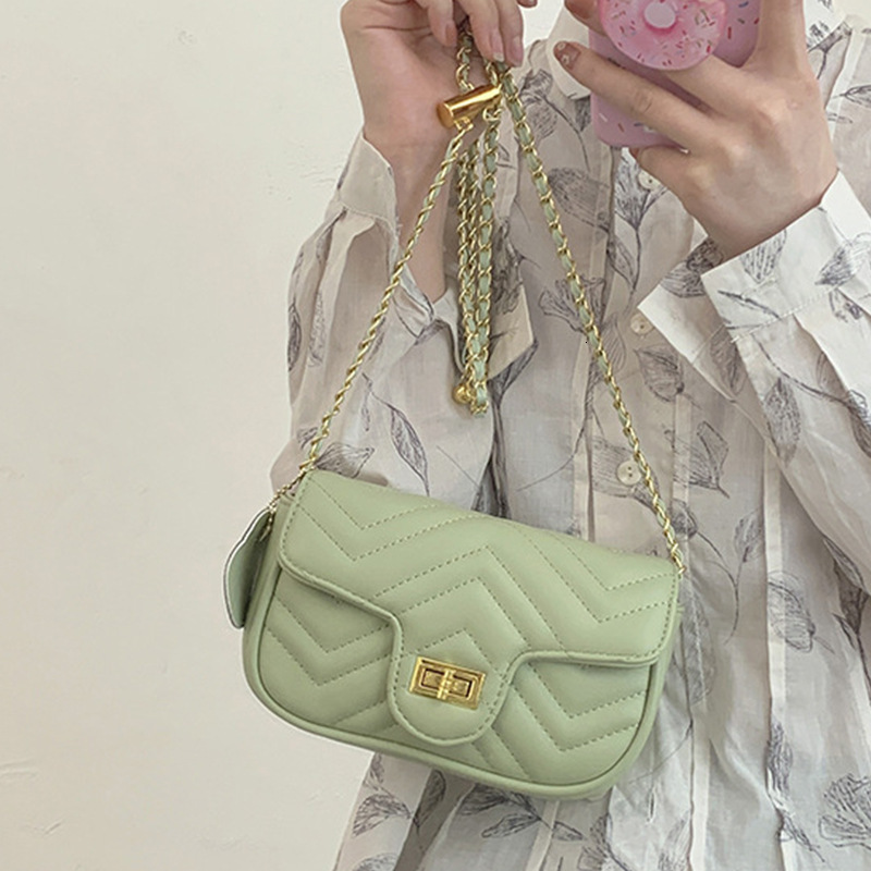 Luxury Brand Designer Bag 2025 Summer New Style Fresh Green Diamond Chain Bag Trendy Versatile Small Square Bag For Women