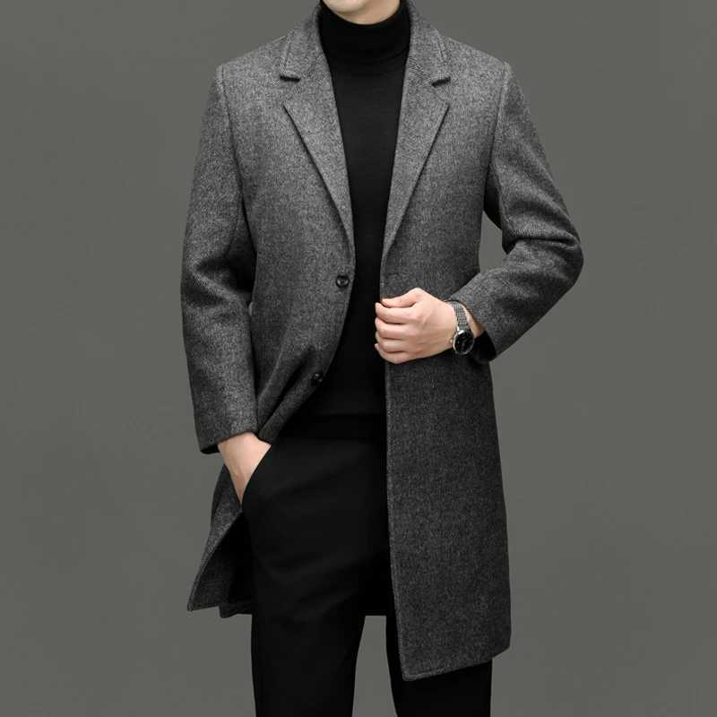 Smart Sophistication Men Elegant Wool Blend Coat Winter Autumn Essential Collection Men Business Casual Cashmere Overciat OOTDT251025