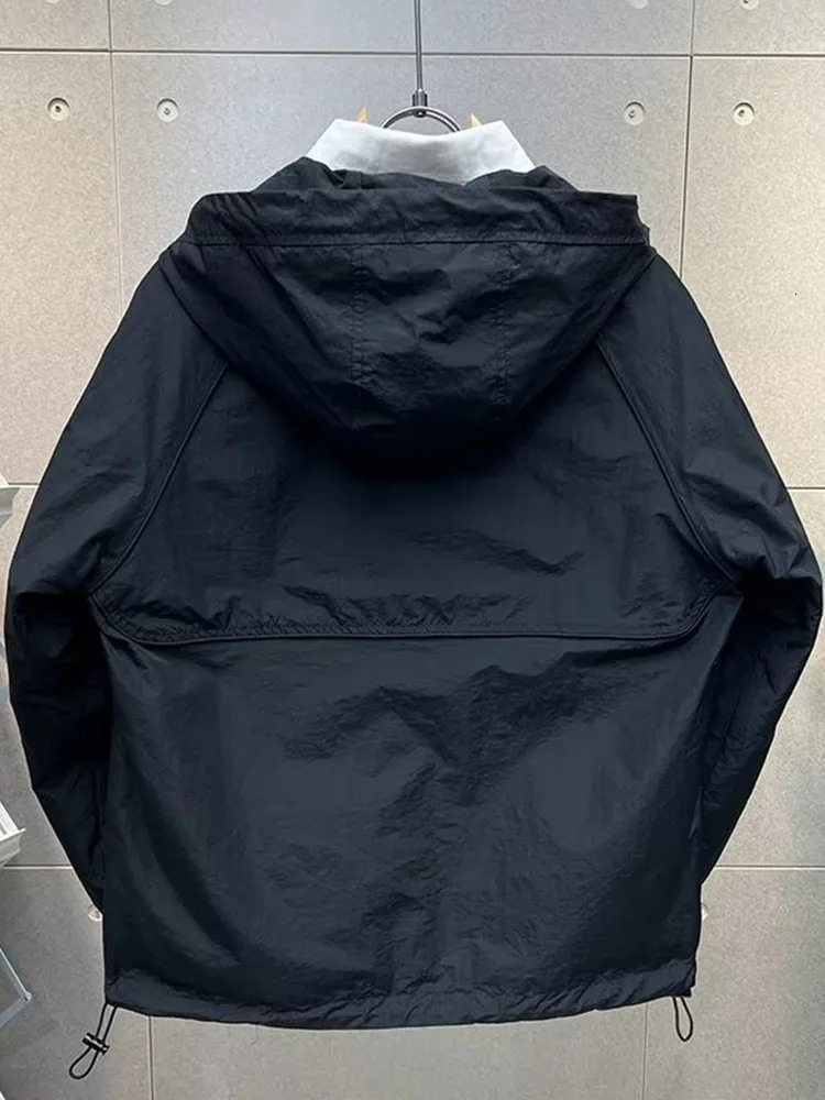 Mens Windproof Waterproof Jaet Casual Loose Fit Hooded Workwear Coat Spring Autumn Trendy Ox Cloth Thiened 251024
