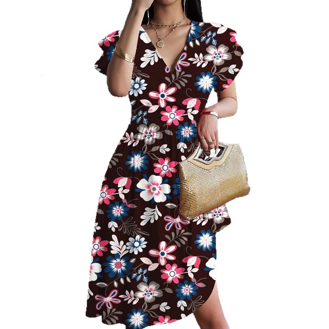 2025 European and American New Dresses Summer Designer Elegant V-neck Mid length Skirt Hot Selling Luxury Skirt