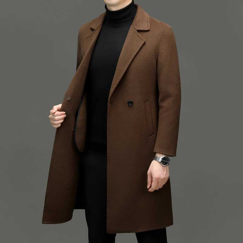 Mens Effortless Cashmere Overcoats Winter Essential Topcoat Classic Black Caramel Gray Color Wool Coat Gentlemen Elegant AttireT251025