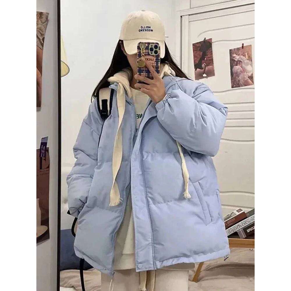 Winter Short Jacket Woman Parkas 2025 Thick Warm Spliced Hooded Parka Oversized Korean Fashion Loose Cotton Padded Outerwear Coats Designer Women