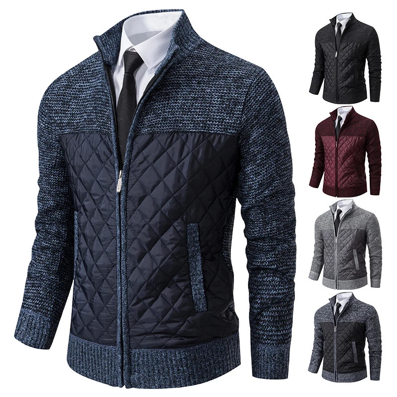 Autumn Winter Sweater Mens Loose Cardigan Cold High Neck Jumpers Patchworked Windbreaker Causal Jackets 251020