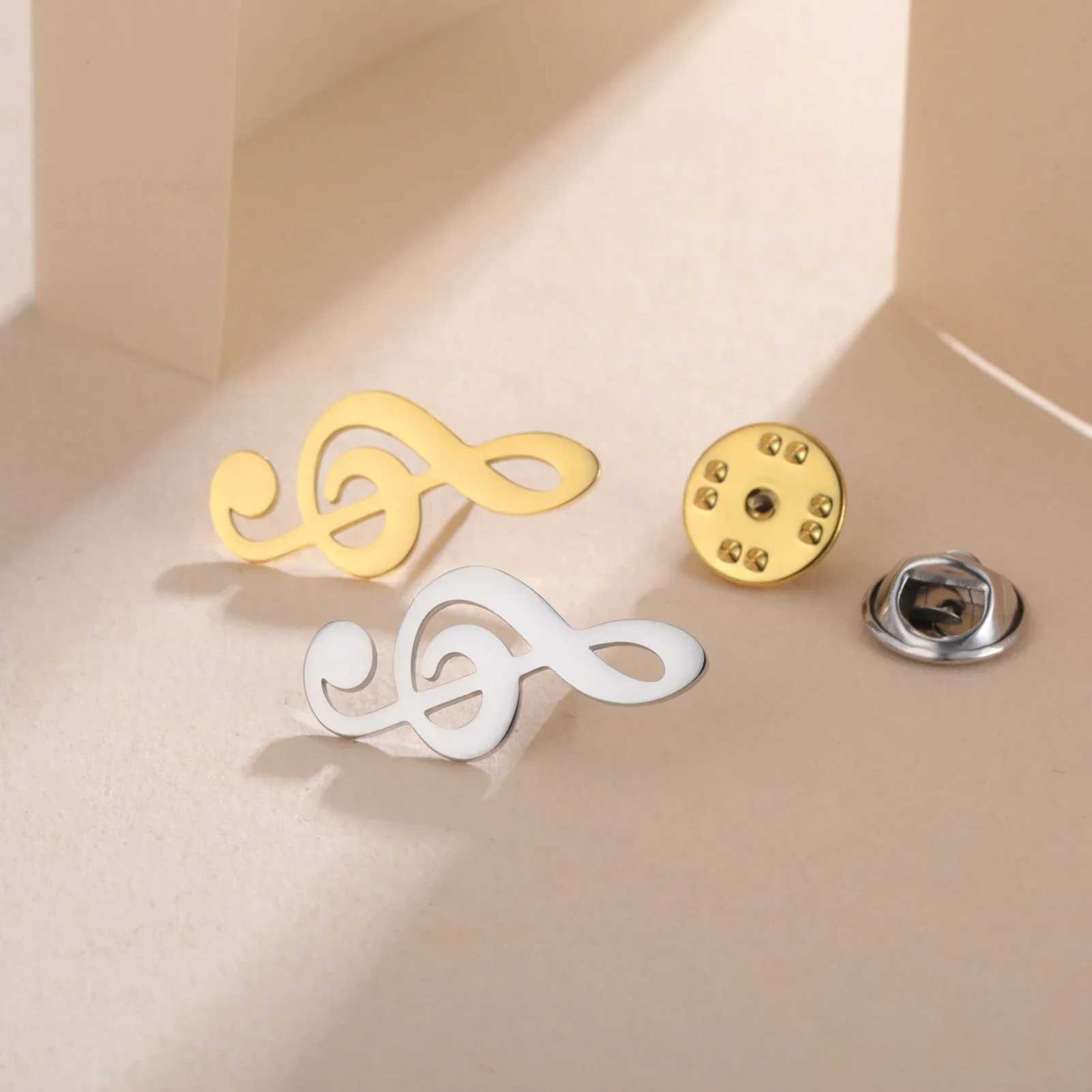 Teamer Women Girls Music Note Brooch Lapel Pin Stainless Steel Gold Color Suit Badge Fashion Accessories Birthday Gift New In J251115