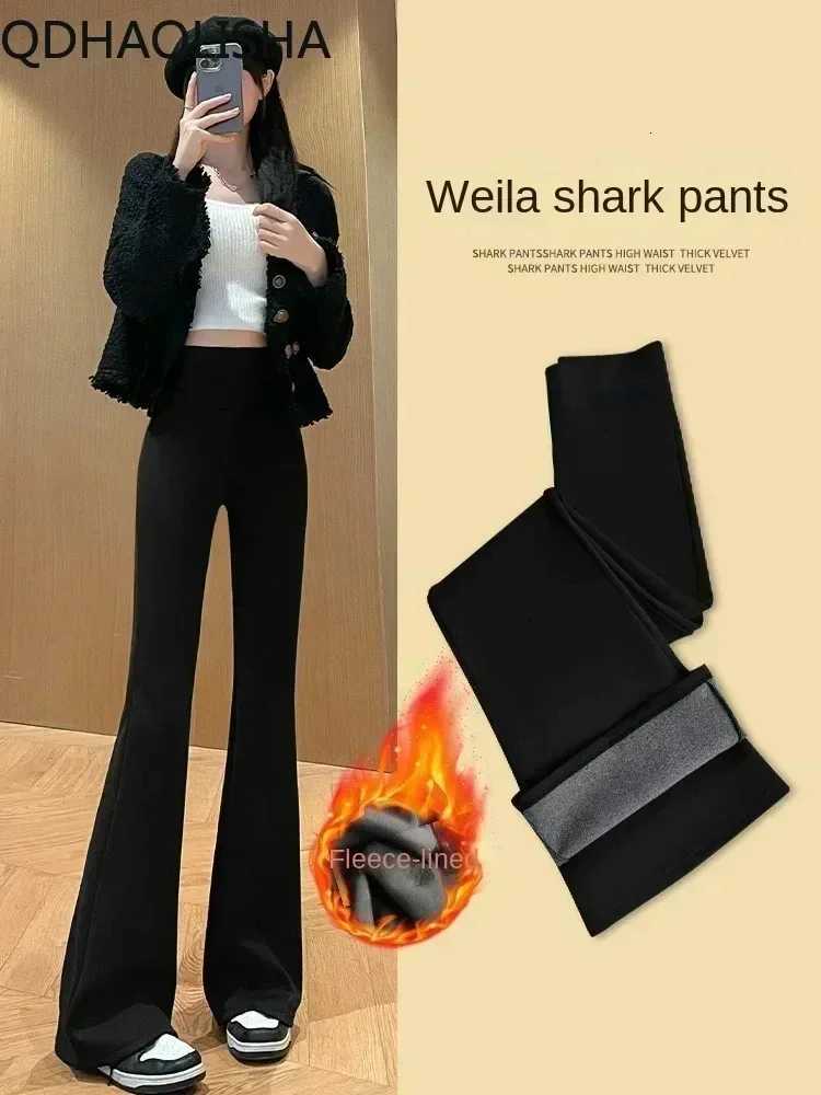Fleece Thick Flare Pants High Waist Warm Winter Leggings Korean Fashion Y2k Wide Leg Yoga Sport Fitness Leggings Plush PantsT251025