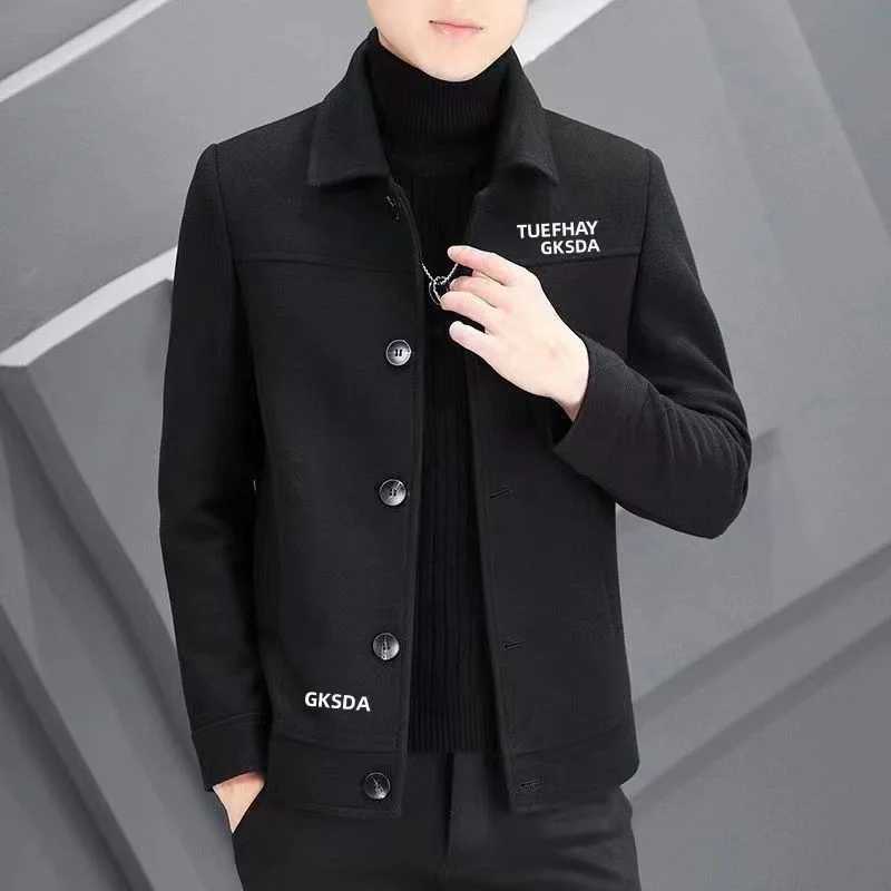 2025 Mens Autumn Winter New Lapel Woolen Coat Casual Versatile Thickened Short Wool CoatT251025