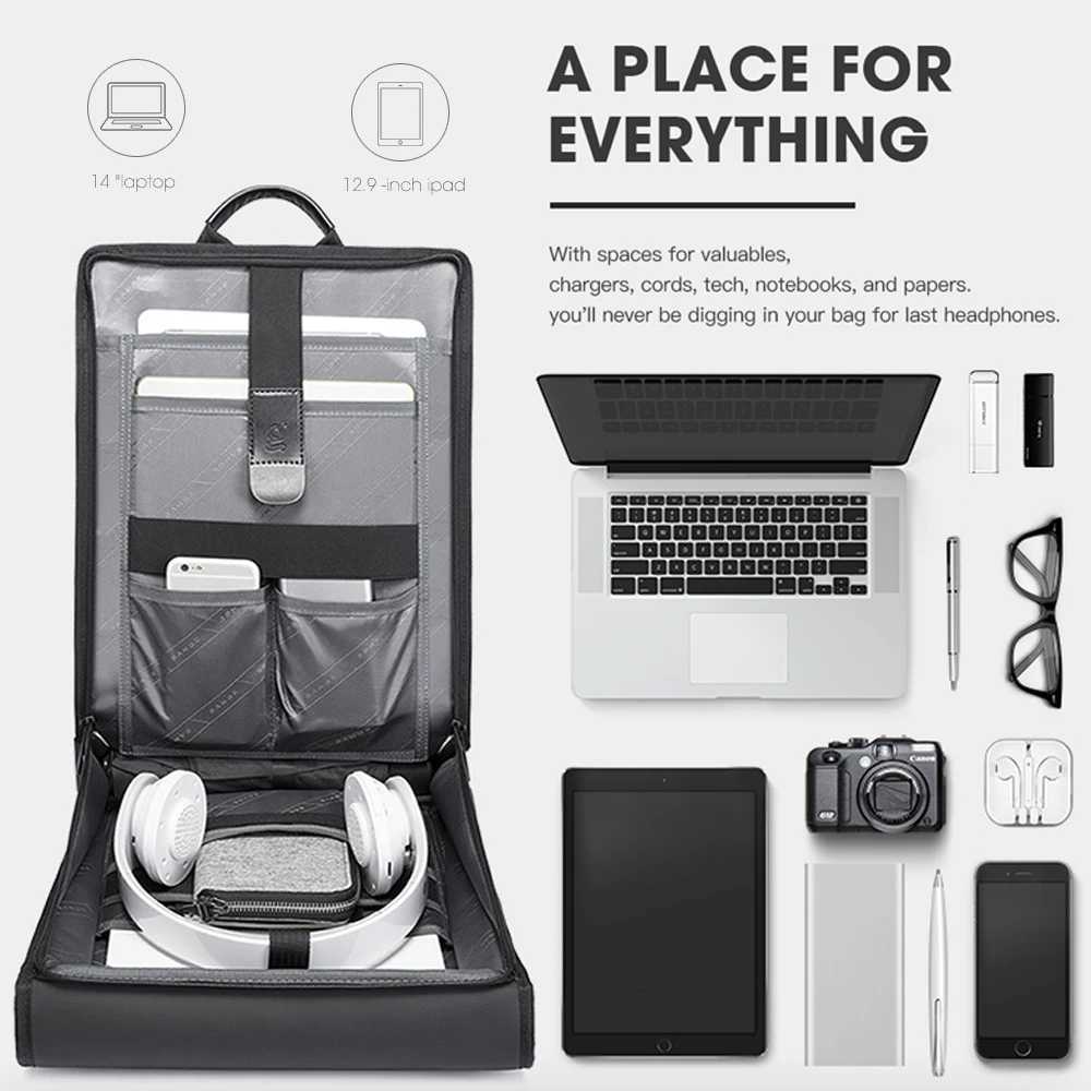 BANGE New Design Men Backpack Waterproof Fits for 141 inch Laptop Bag Teenager Travel Bag School Bag City Business Backpack Man W251025