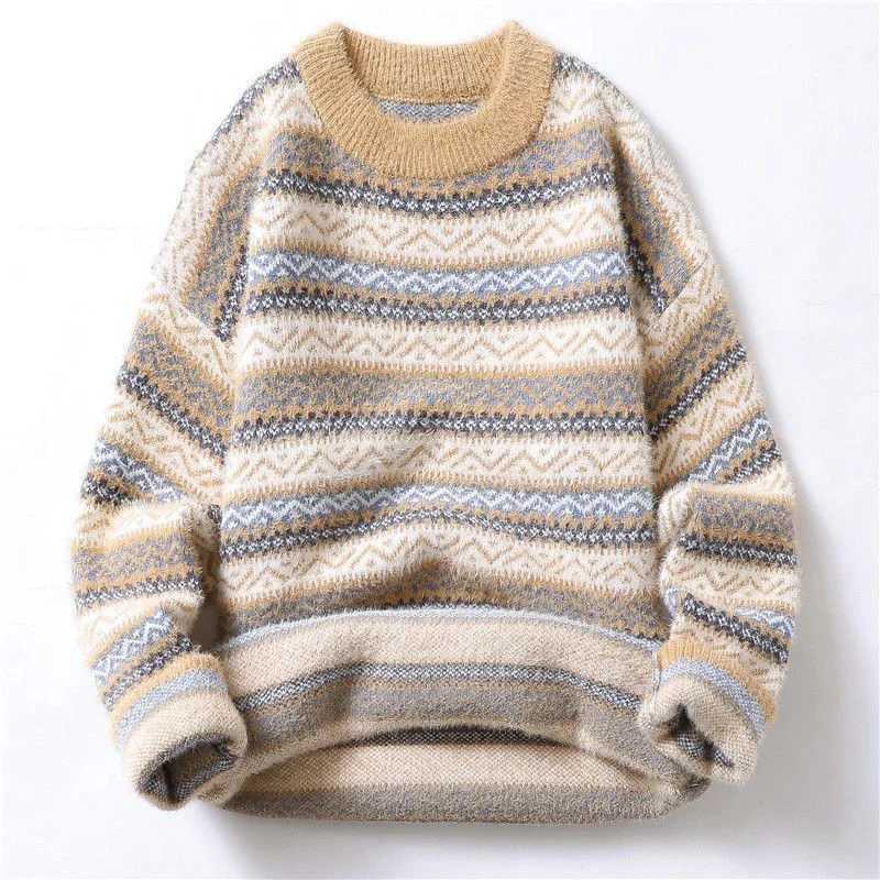 Autumn and Winter Round Neck Junior Sweater Mens Fashion Trend Knitted Sweater Handsome and Warm Student Versatile Bottom TopT251025