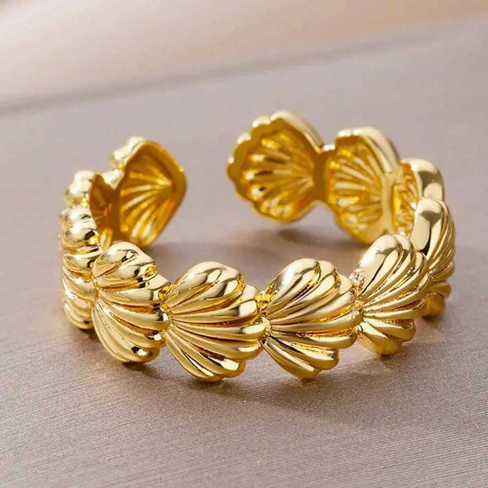 DGIDDK Vintage Shell Ring Women Stainless Steel Shell Ring Jewelry Wedding Statement Summer Ocean Jewelry Valentines Day GiftXJ251025