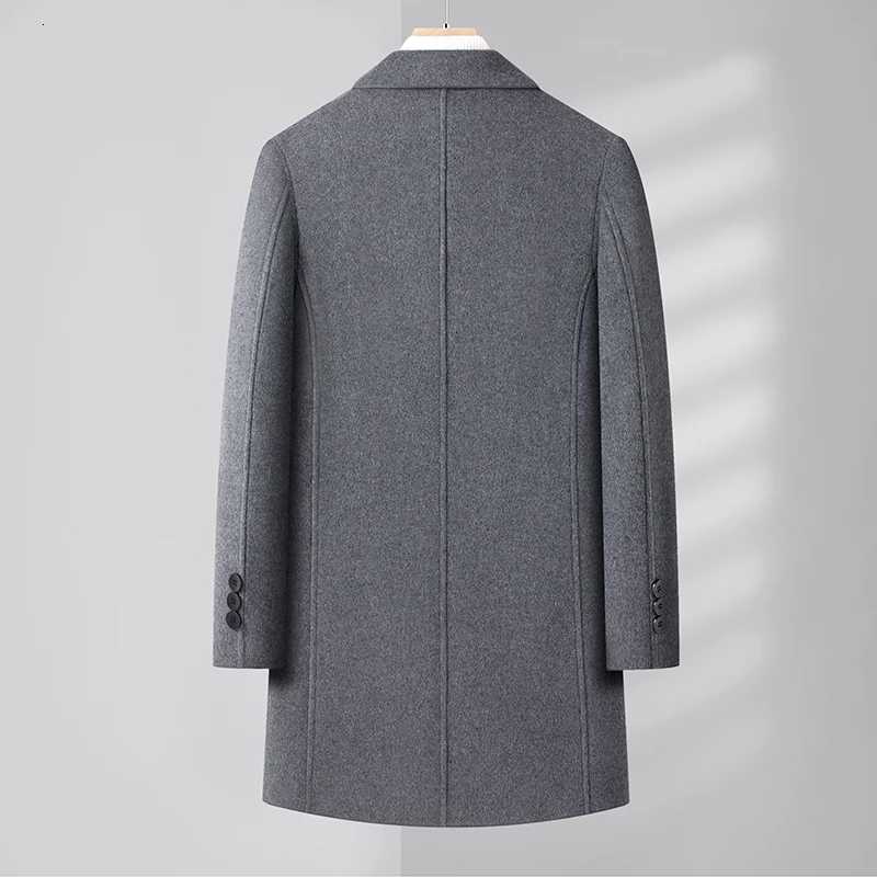 Mens HighQuality Autumn Winter Fashion AllinOne DoubleSided Woolen Coat MediumLength Business Casual Wool CoatT251025