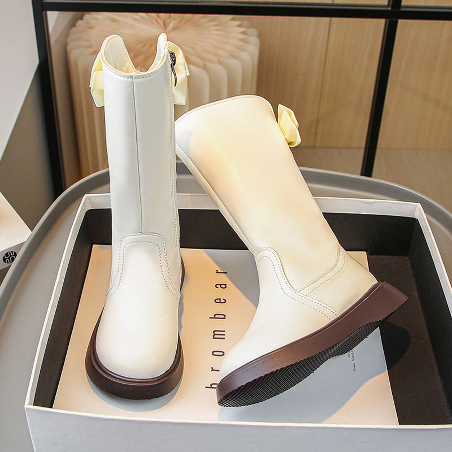 Girls Boots Kids Knee High Non-Slip Long Boots for Girl Toddlers High Leather Boots Happysteps Fashion Children Boots Sizes 23 - 37 US7C-US5Y H1179