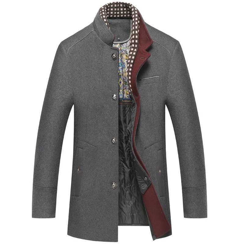 In Stock Mens Wool Woolen Thick Scarf Collar Mens Top Coats for Men Clothing Men Winter Jacket Overcoat Englang StyleT251025