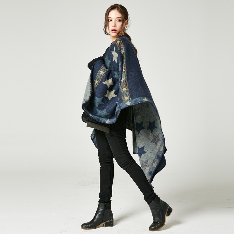 New Womens Star Color Stripe Imitation Cashmere Shawl Extra Long Thick Versatile Multiuse Shawl