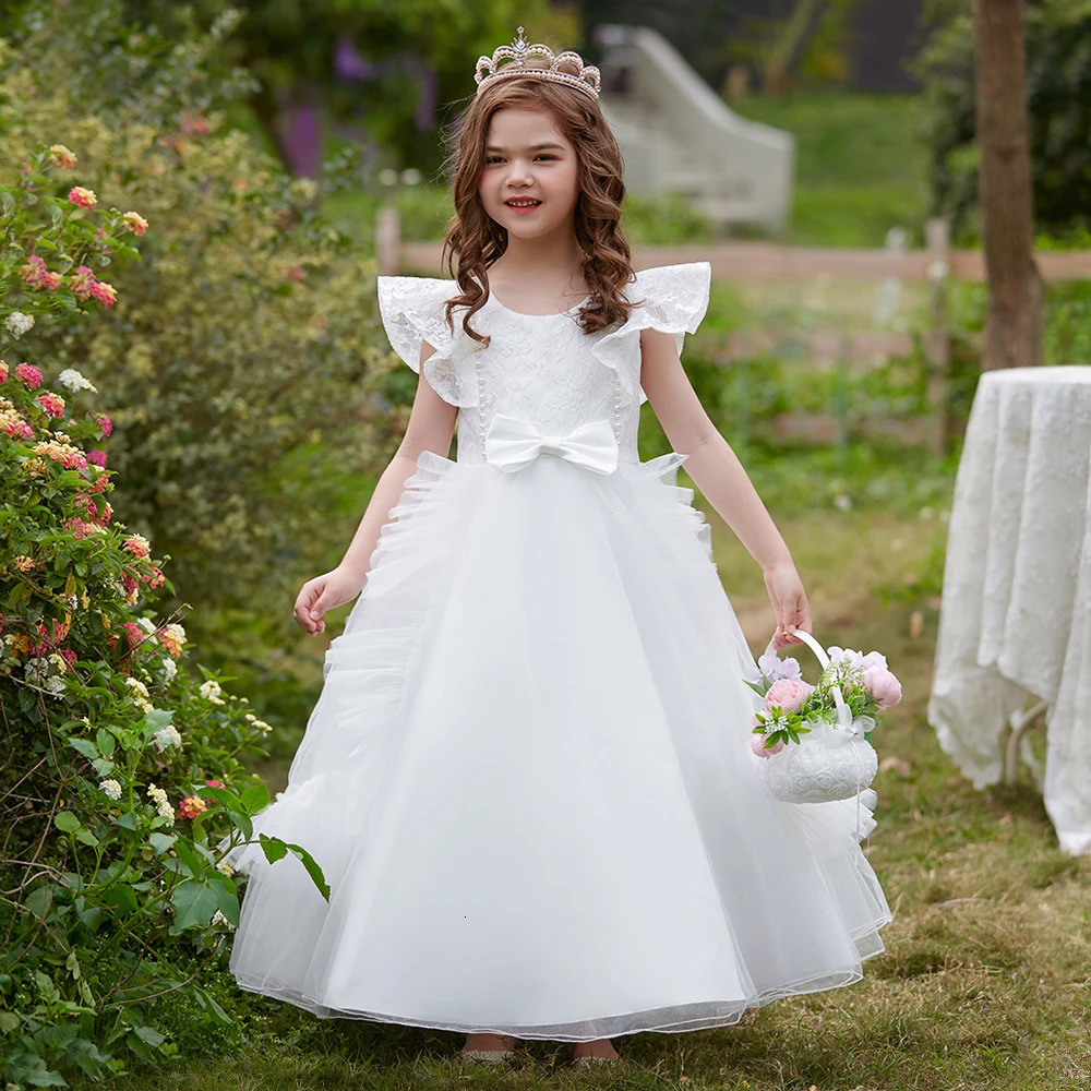 White Bridesmaid Dresses For Girls Children Puffy Tulle Princess Party Wedding Gown Elegant Kids Girl Formal Evening Dress 8 12Y 251023