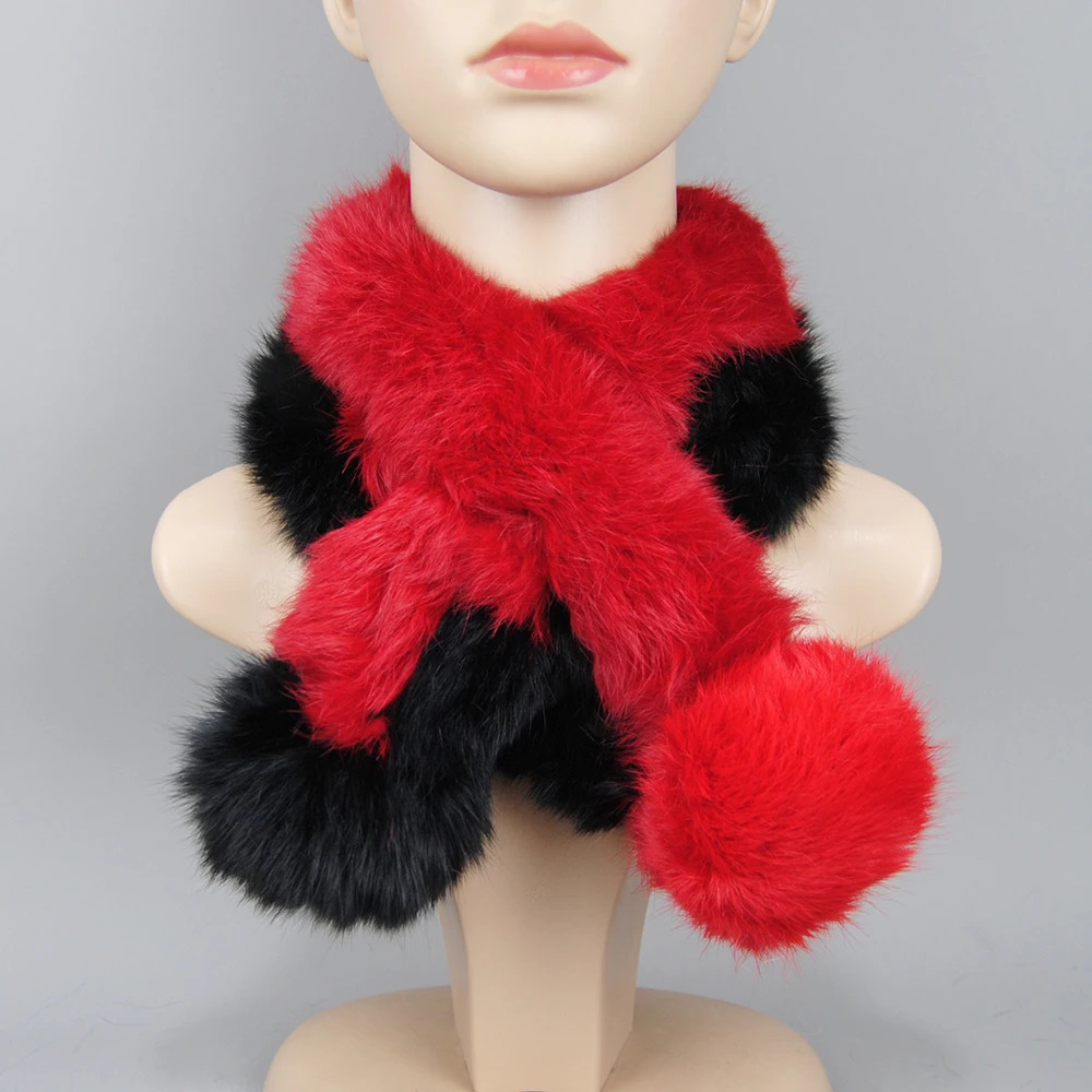 2025 Women Winter Warm Real Rabbit Fur Scarf With Ball Casual Thick Female Fashion Genuine Fur Scarves Ladies Neck Warmer 251020