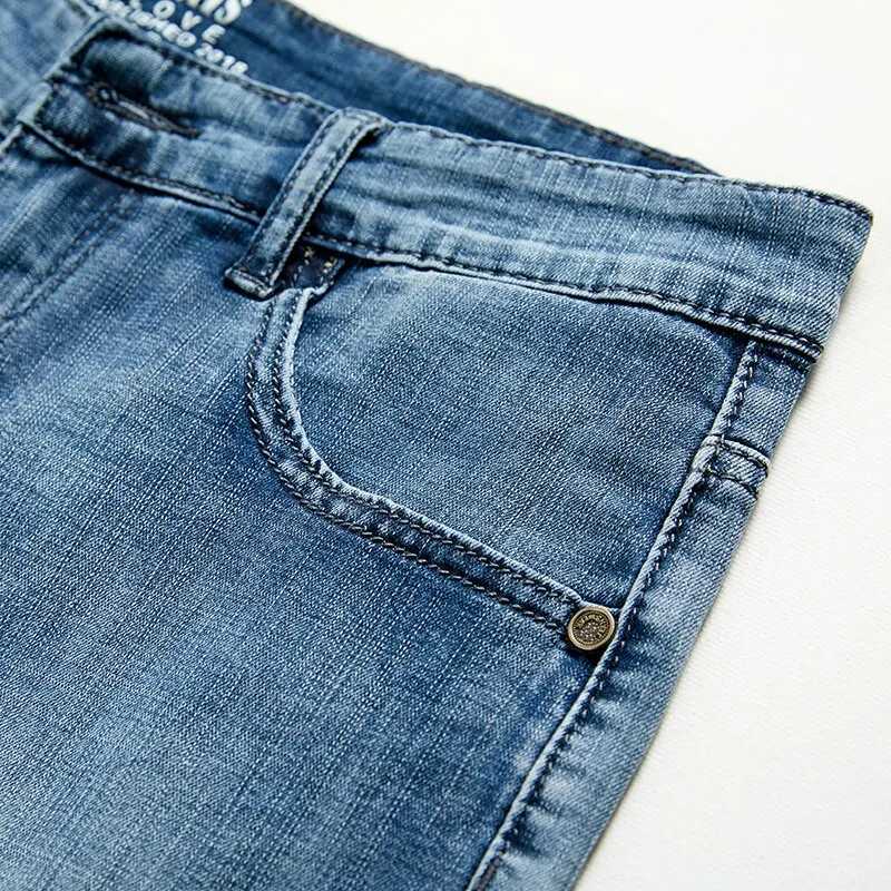 2023 Summer Shorts Jeans Men Denim Pants Stretch Dark Blue Fashion Design Mens Jeans Slim Straight Male Short Jeans HombreXJ251025