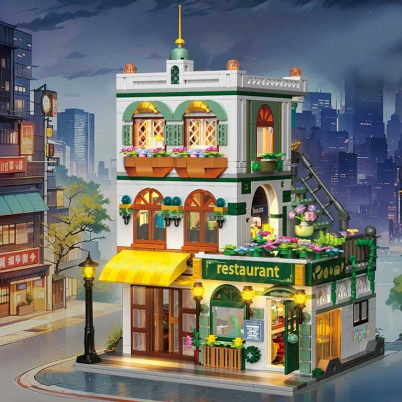 Creative Street View Wedding Salon Manor Garden House Coffee Shop Model Building Blocks City Architecture Mini Bricks Toys Gifts C251023