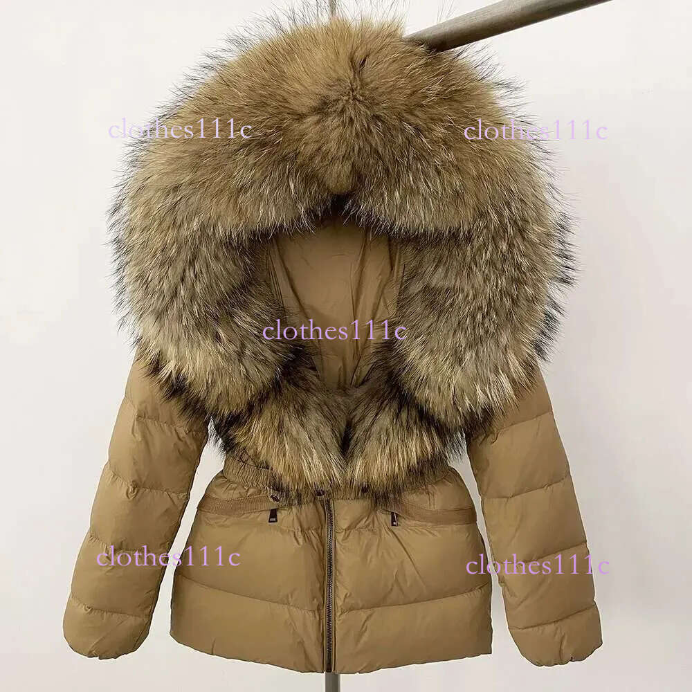 Natural Real Raccoon Fox Fur Collar Jacket 2026 Winter Women Hooded White Duck Down Coat Belt Thick Warm Casual Outerwear