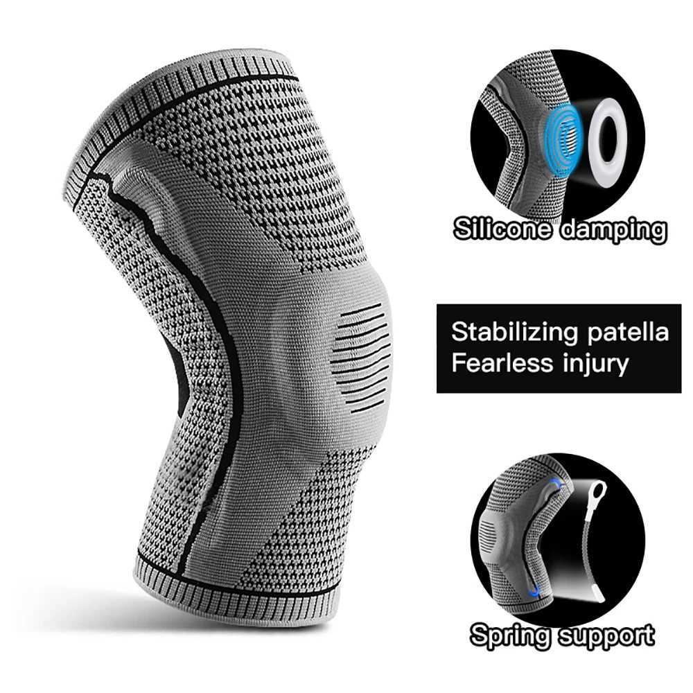 1PC Sports Knee Pads Meniscus Patella Supports Silicone Kneecaps Men Compression Knee Sleeve For Gym Fitness Running Protection Y251024