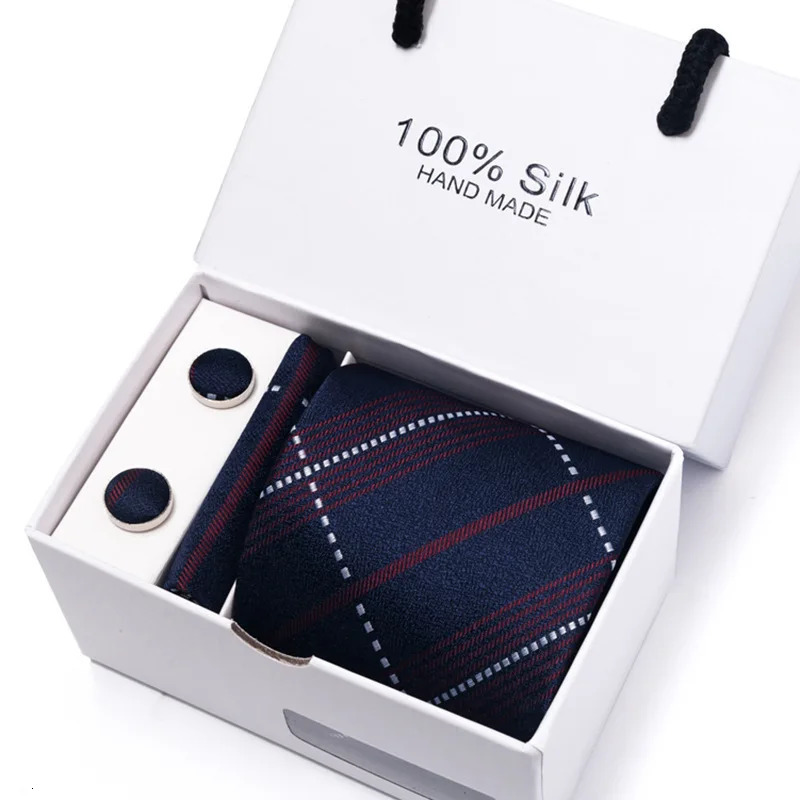 fancy classic Tie and pocket square Gift box 5piece set Group Mens tie with business formal Wedding party tie set 251023