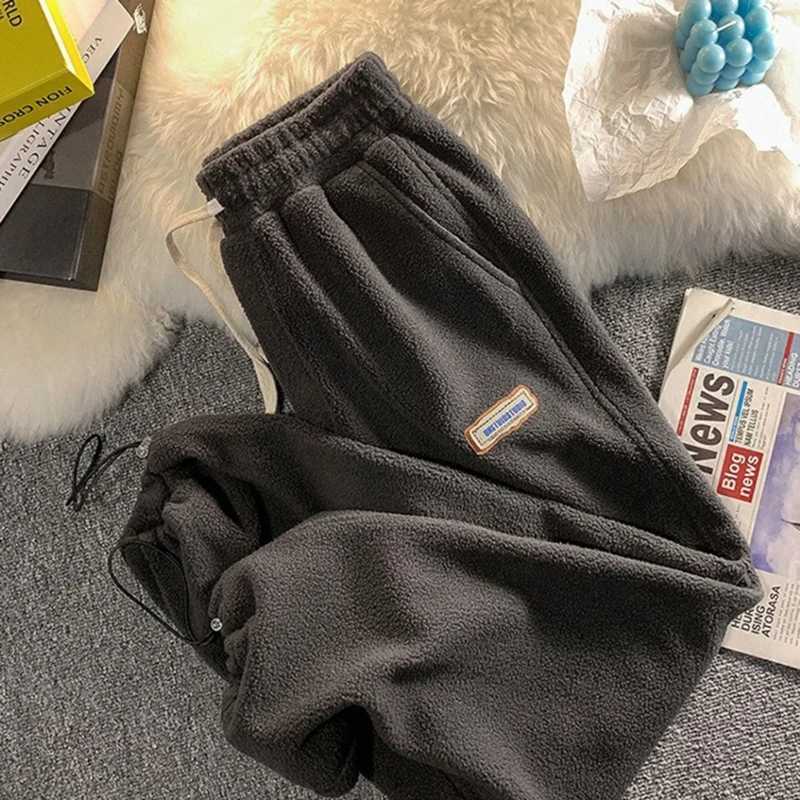 Womens Drawstring Harem Pants with Fleece Lining Fashionable Trousers in WinterT251025