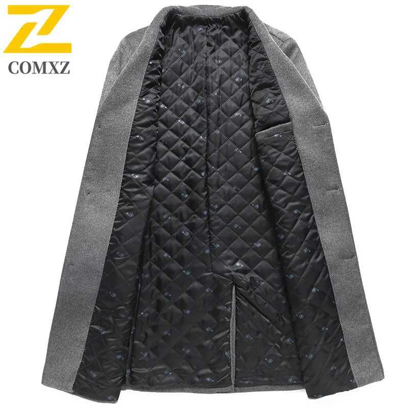 COMXZ Premium Wool Coat Winter Thicken Cashmere Working Wool Overcoat Mens Mid Length Knee High Korean Style Fashion TrenchCoatT251025