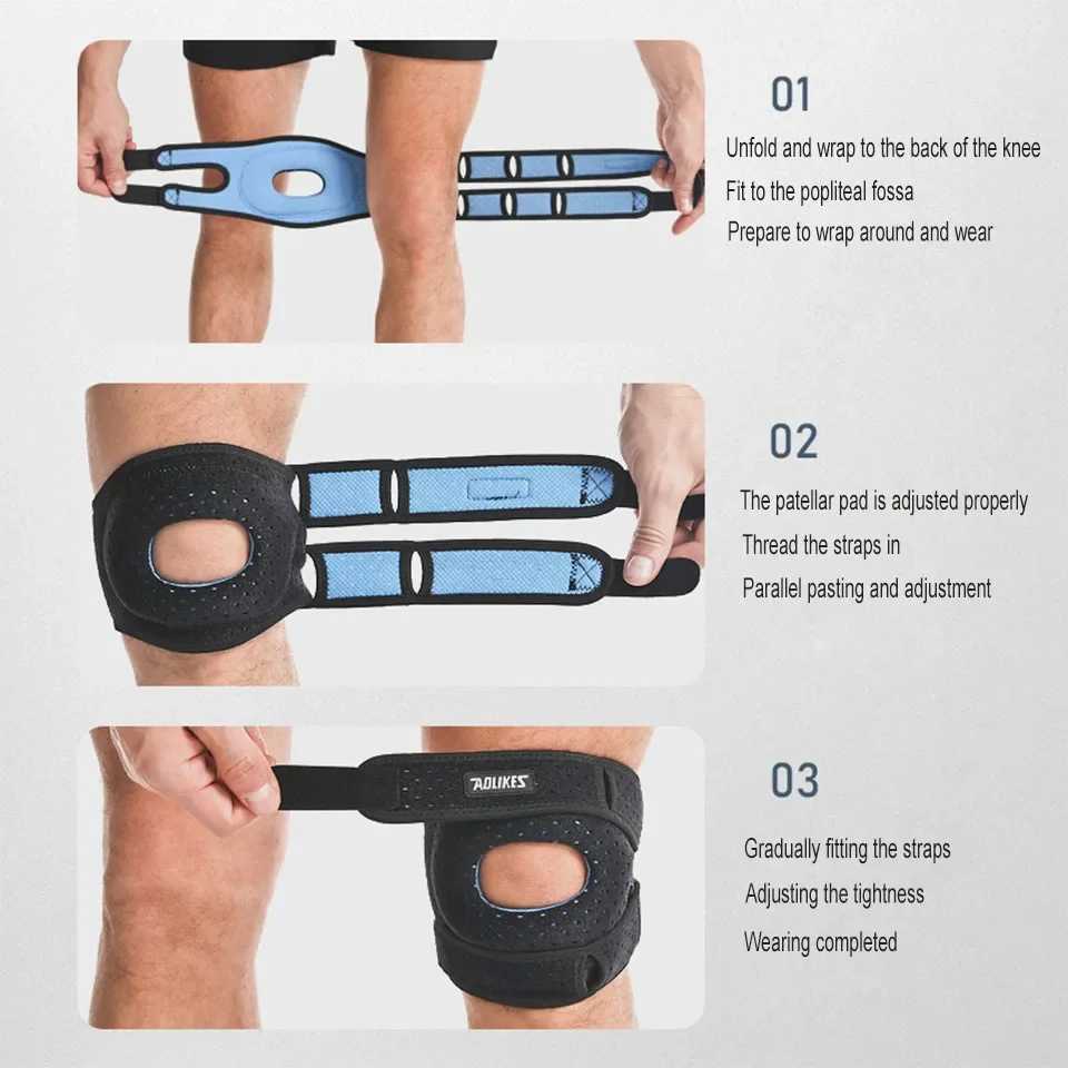 AOLIKES 1PC Sport Knee Guard Patella Strap Knee Brace Adjustable Compression ShockAbsorbing Knee Support Pain Arthritis Pain Y251024