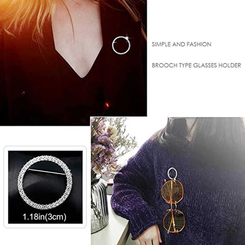 Exquisite Reading Glasses Holder Brooch Enamel Pins Round Crystals Glasses Holder Pins Clothes Lapel Pin for Bags Jeans J251115