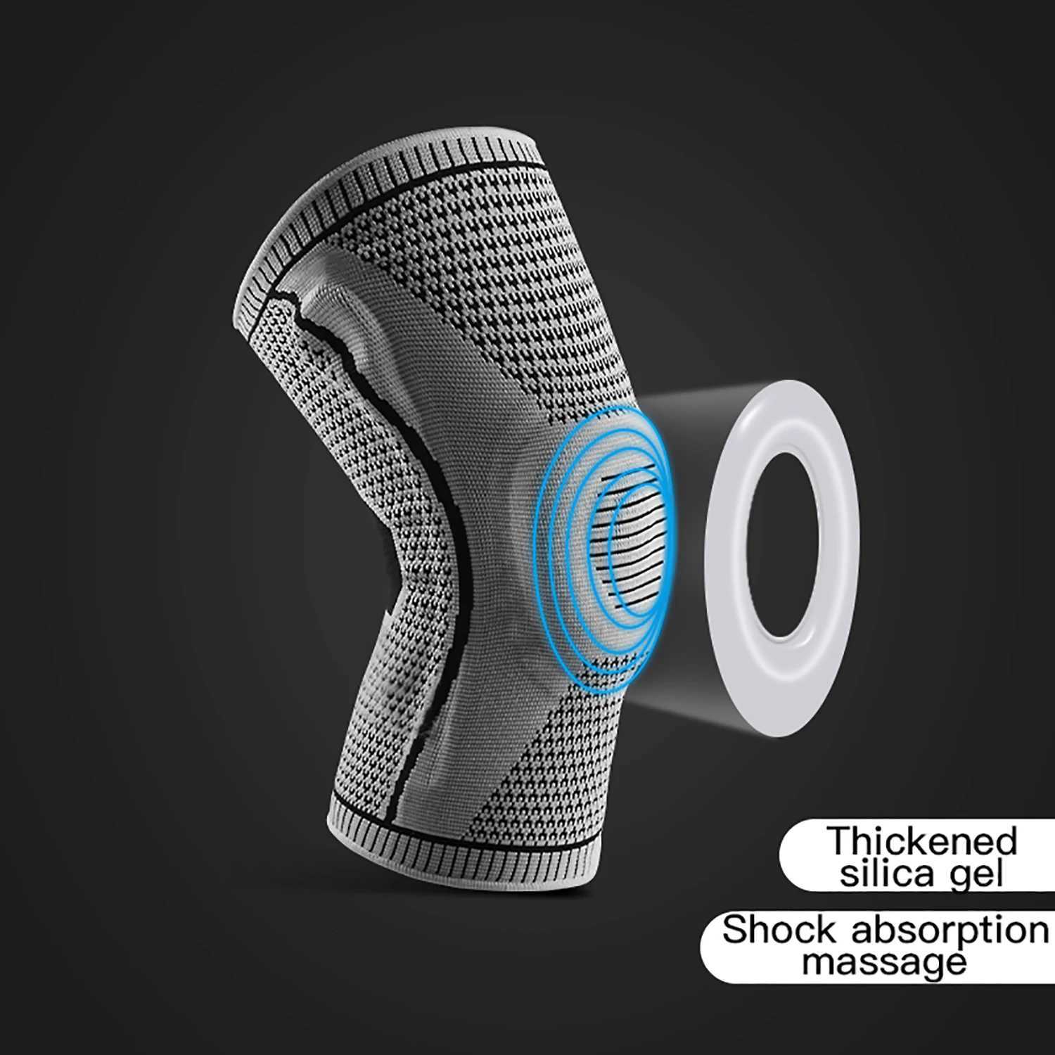 1PC Sports Knee Pads Meniscus Patella Supports Silicone Kneecaps Men Compression Knee Sleeve For Gym Fitness Running Protection Y251024
