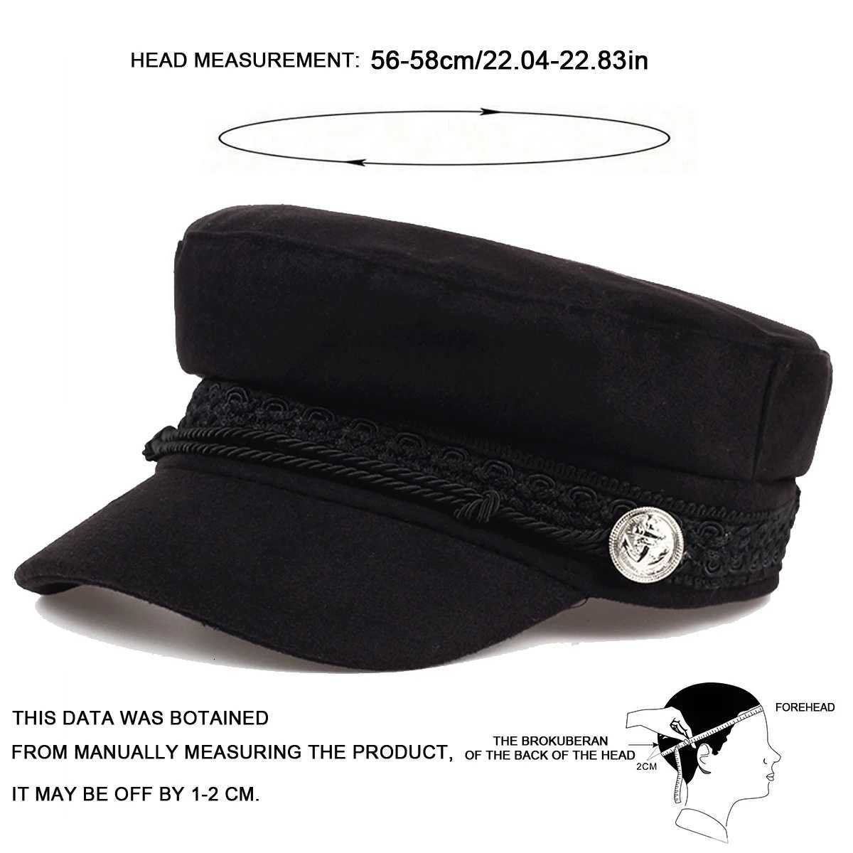 Fashion White Buckle Lace Army C Spring Autumn Sailor Hats Black Ladies Beret Cs Men Flat Top Ctain Military Cs Y251025