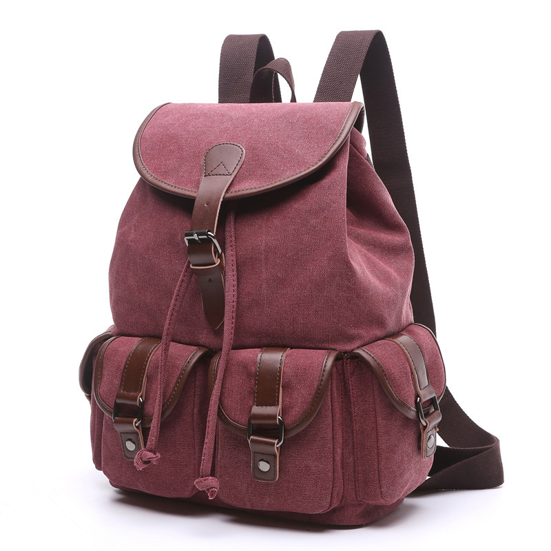 New Canvas Designer Backpack Korean Fashion Women's Backpack Student Solid Color Multi Pocket Outdoor Travel Bag