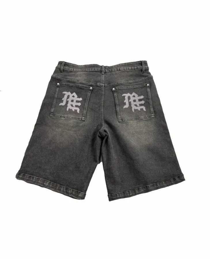 Streetwear American Denim Shorts Y2K Clothing Mens Womens Hip Hop Lettering Washing Baggy Shorts Casual Knee Length PantsXJ251025