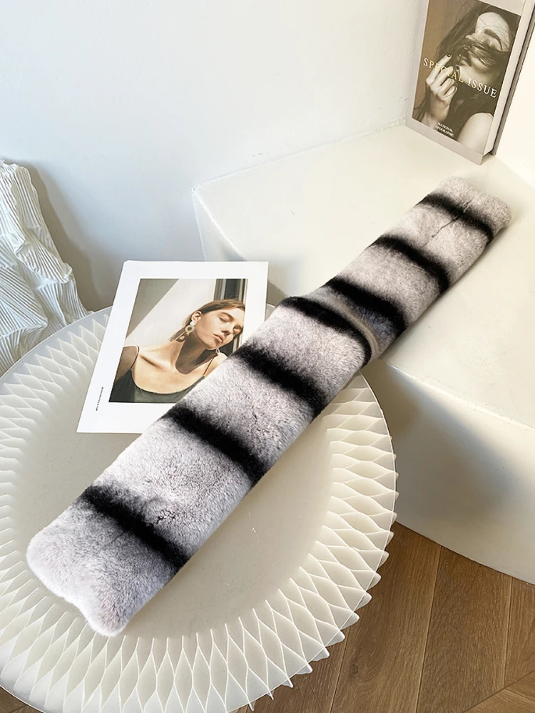 Women High Quality Real Fur Scarf Neckerchief Natural Rex Rabbit Fur Chinchilla Scarf Thick Warm Winter Fur Muffler 251020