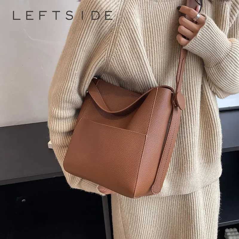 LEFTSIDE Bucket Shoulder Side Bags for Women 2025 Females Trend Small Leather Crossbody Bag Handbags and Purses Z251024