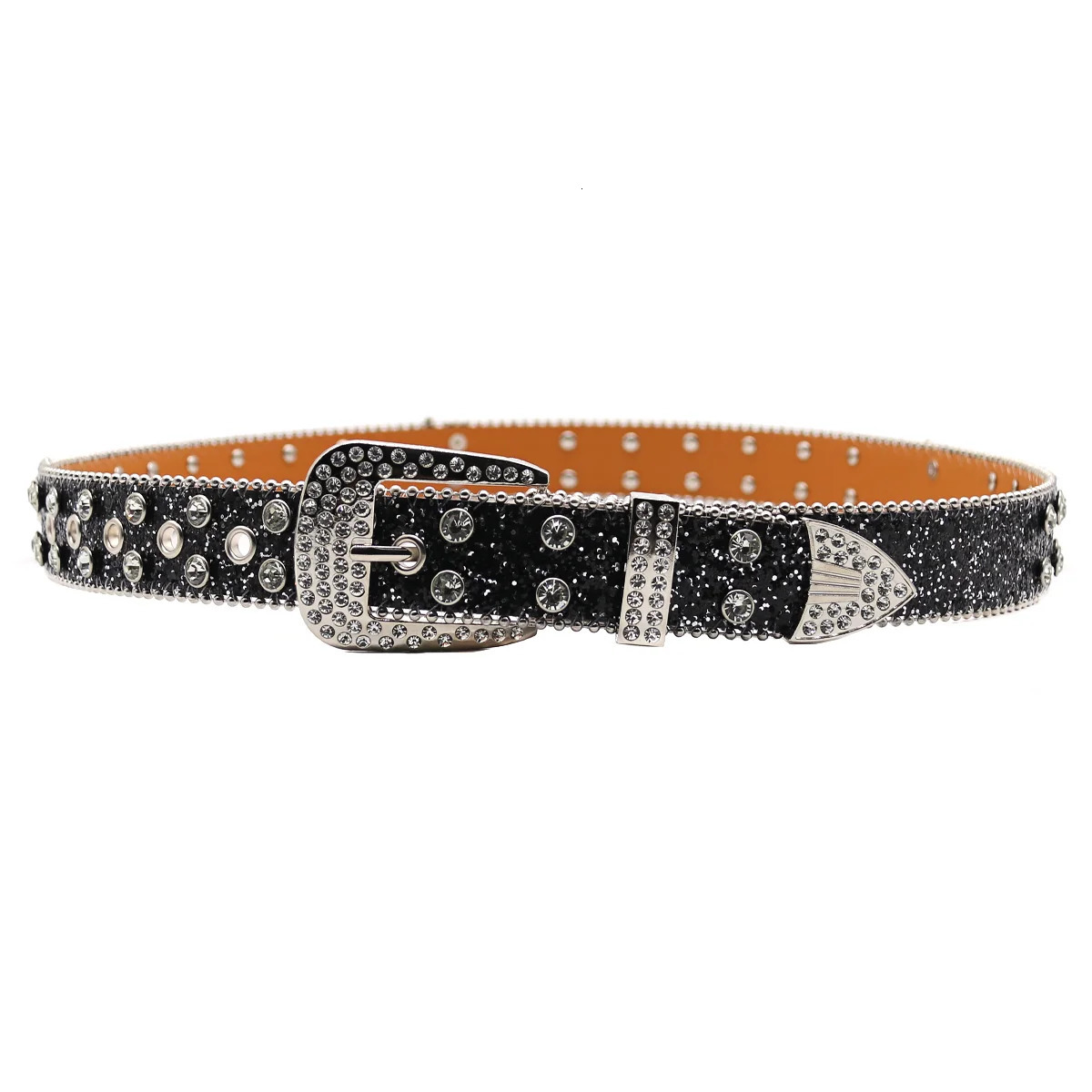 Womens Sequin Punk Metal Buckle Belt Y2k Bling Skull Rhinestone Belt Fashion Waistband Jeans Pants Decor Belt 251024