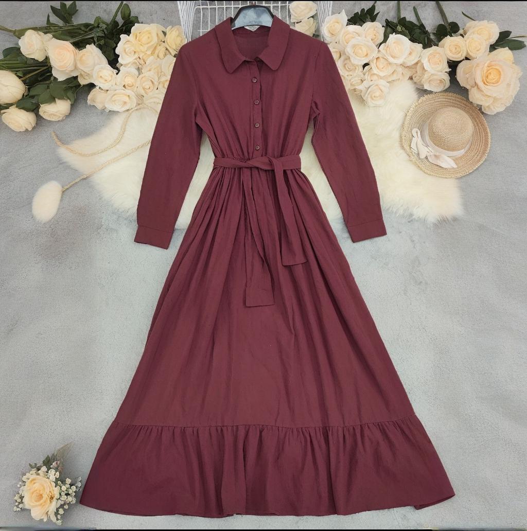 2025 European and American new retro long sleeved Bohemian long cotton linen dress, designer hot selling fashionable dress