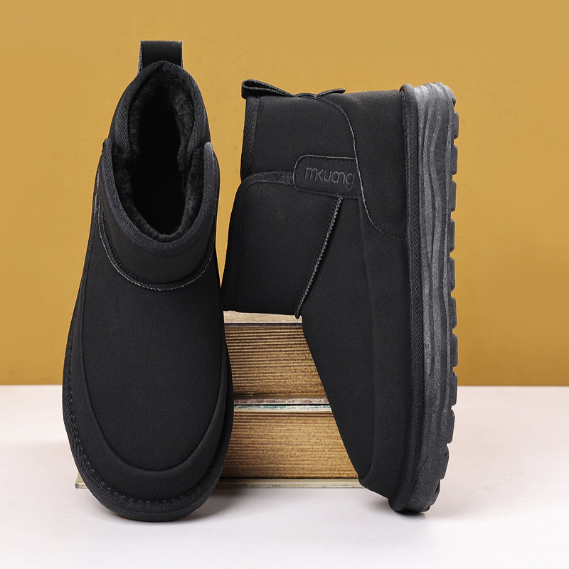 Designer bag autumn and winter fur on Leather warm snow boots thickened fashionable casual work wear boots for man