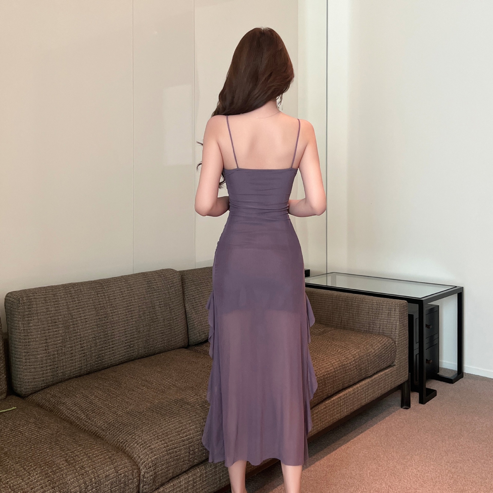 Designer nightclub low cut sexy nightclub women's vest new dress slim fit mesh hot selling dress