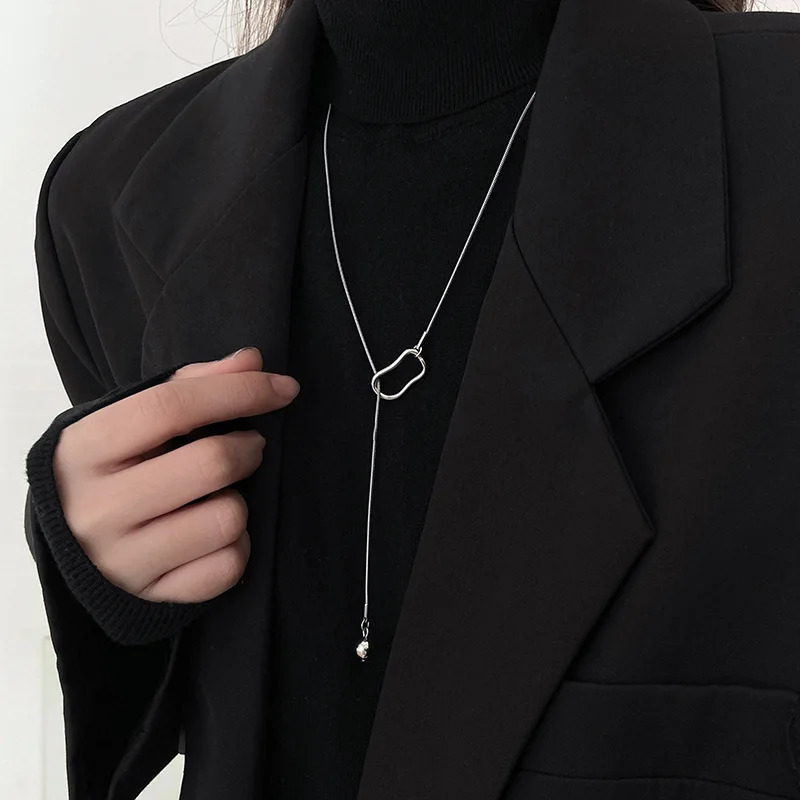 64cm Cool Silver Color Sweater Chain Womens Long Chinese Style Sweater Chain Wholesale Jewelry 251023