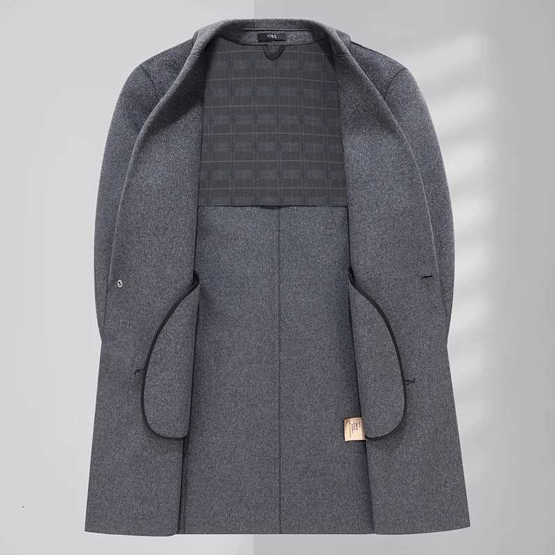 Mens HighQuality Autumn Winter Fashion AllinOne DoubleSided Woolen Coat MediumLength Business Casual Wool CoatT251025