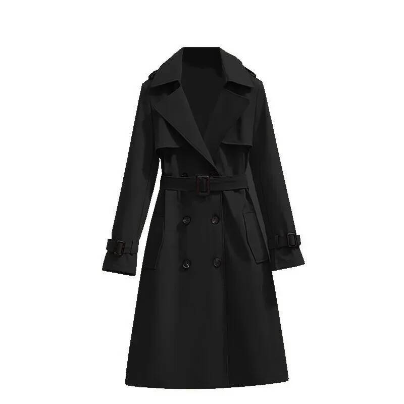 Casual Chic Korean Style Women's Long Sleeve Coat Spring Autumn New Fashion Middling Length Outerwear Elegant Windbreaker dongdumaoyi