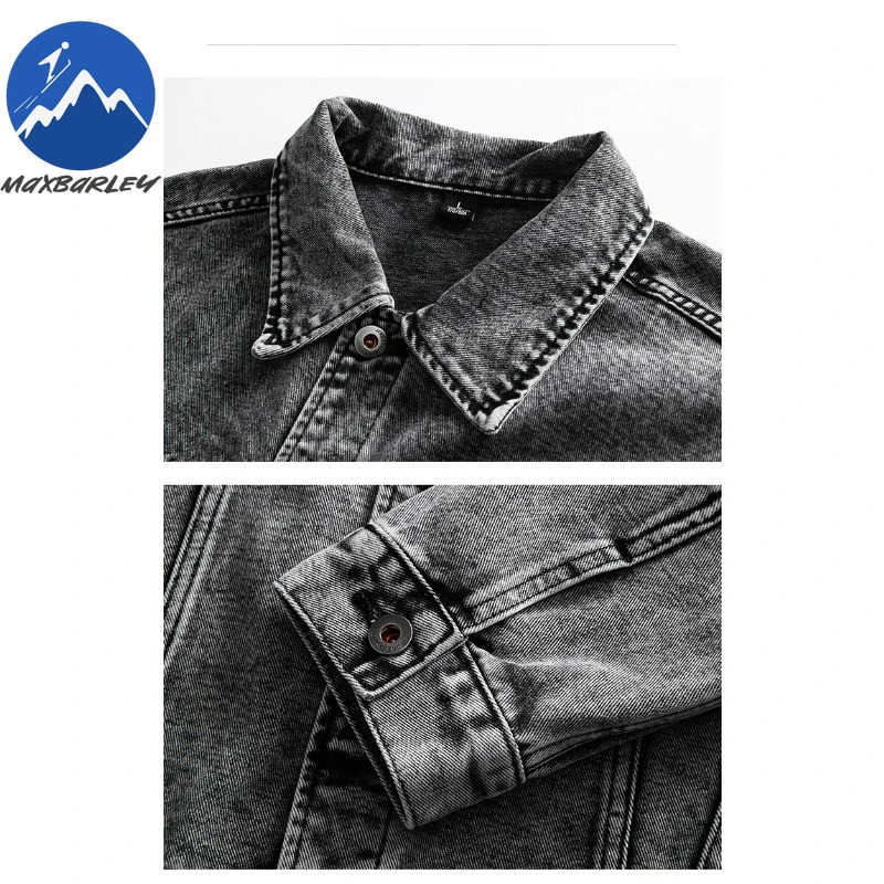 Maxbarley Mens Cotton Denim Jacket Autumn Premium Y2k Harajuku Fashion Washed Jeans Coat Men Casual Workwear Black Jackets 251017