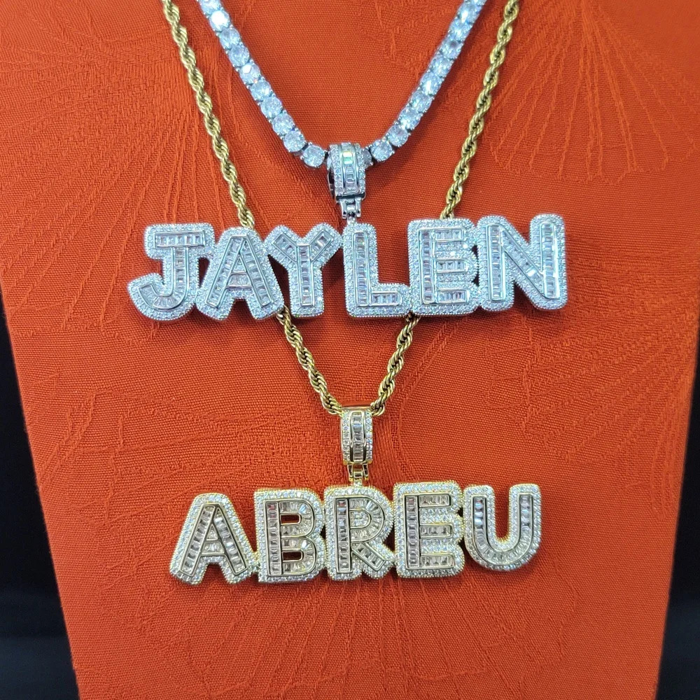 Hip Hop Cubic Zircon Custom Name Iced Out Letter Necklaces Cubic Zirconia For Men Women Jewelry Personalized For Her Gifts 251023