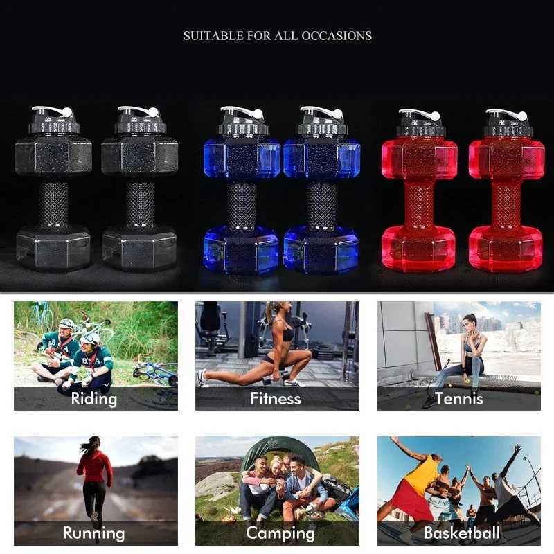 Dumbbell Hammer Water Bottle High Capacity 2 liters Gym Weightlifting Sports Bottle Creative Space Cup Water Bottle For Men J251025